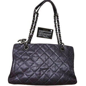 CHANEL Matelasse chain shoulder bag deep purple caviar skin tote